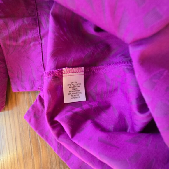 Studio Works Purple Sheer Button Down Polyester/Cotton Blouse [A] - Picture 4 of 6